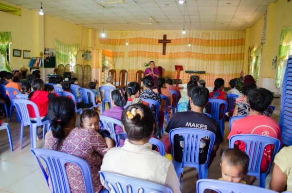 In a church in Cambodia