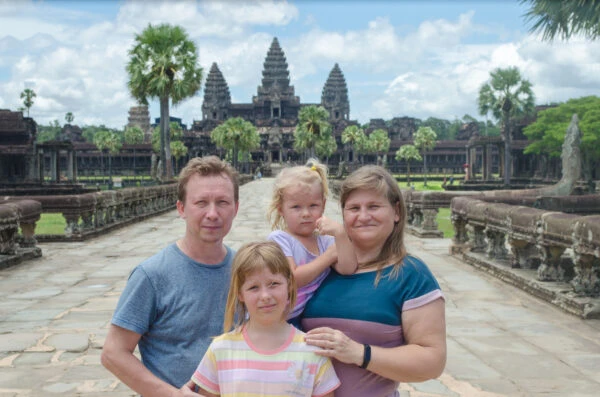 Eugene with his family in Cambodia